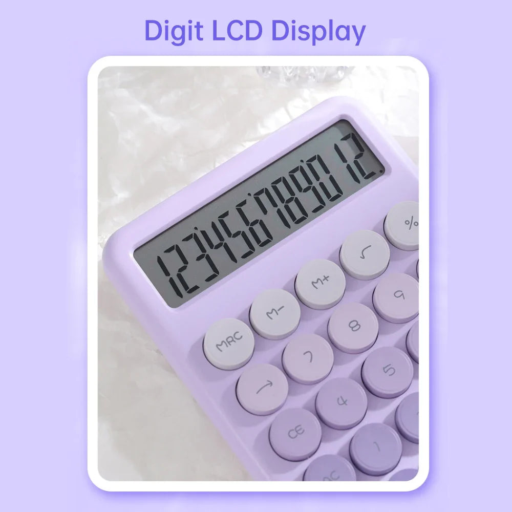 12-Digit Desktop Calculator | Big Round Buttons & Gradient Color