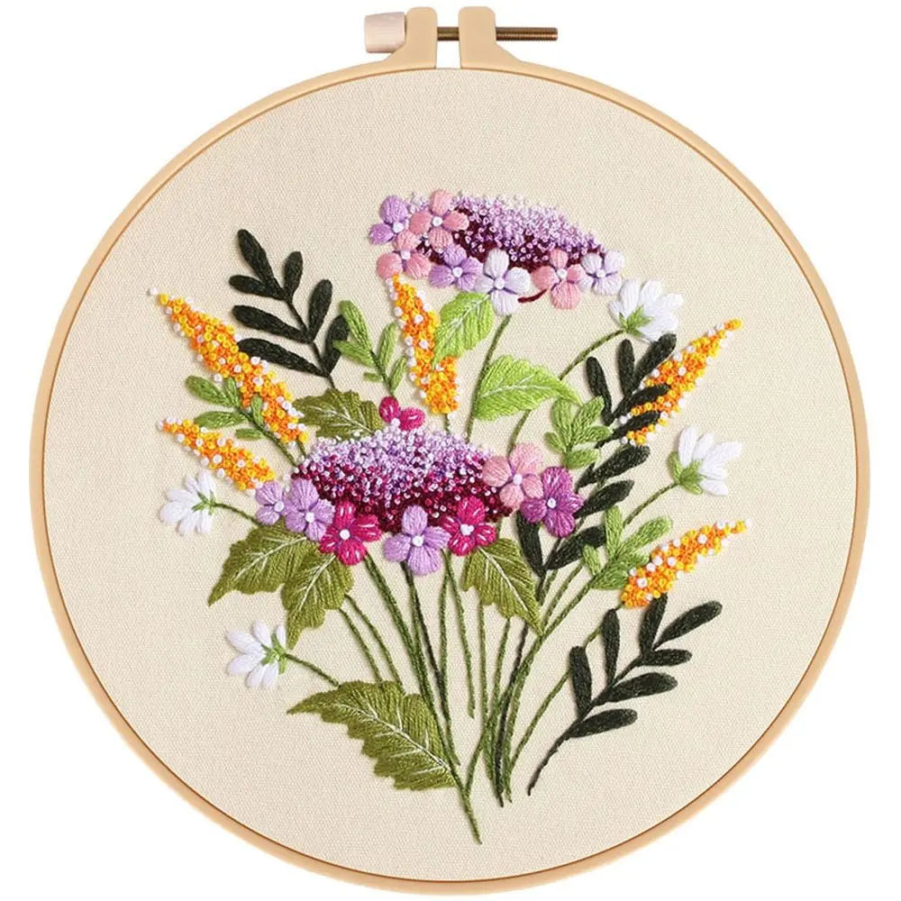 Flower Embroidery Starter Kit – Hoop, Needle & Thread Set