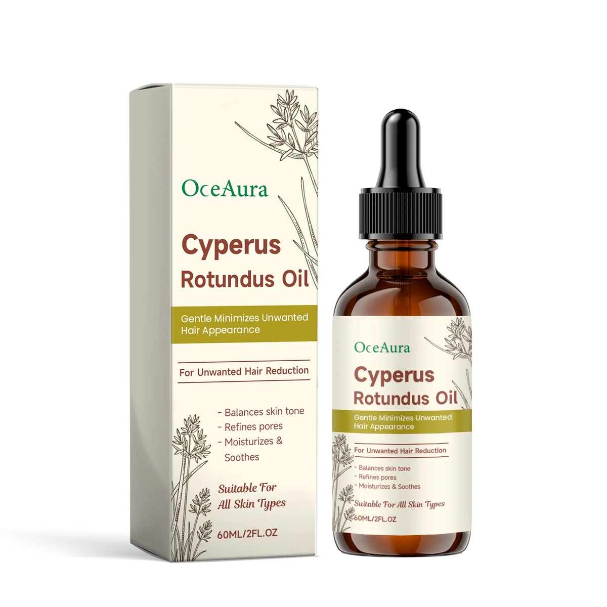 OceAura Hair Removal Oil – Cyperus Rotundus Soothing 60ml