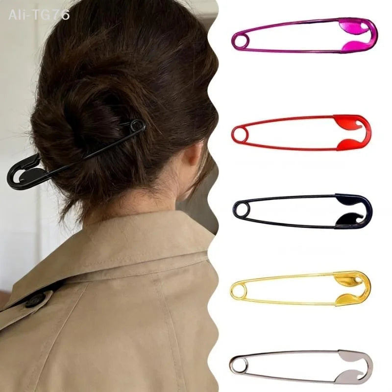 Safety Pin Metal Hair Claw Clip Barrette | Women & Girls