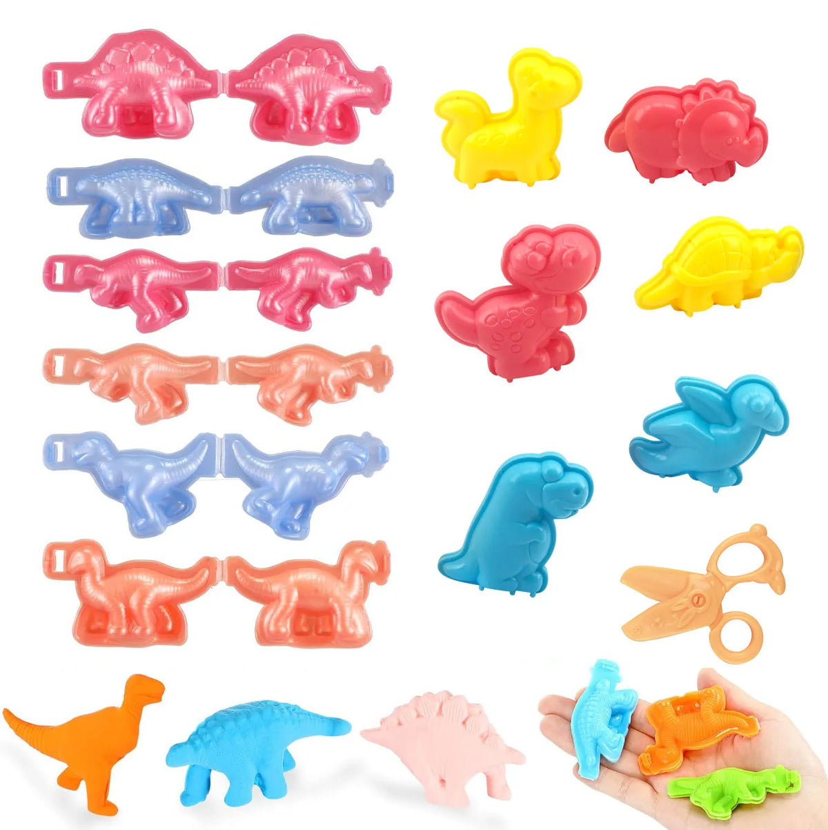 Cartoon Dinosaur World Dough Mold Kids Play Tools Plastic Molds Kits