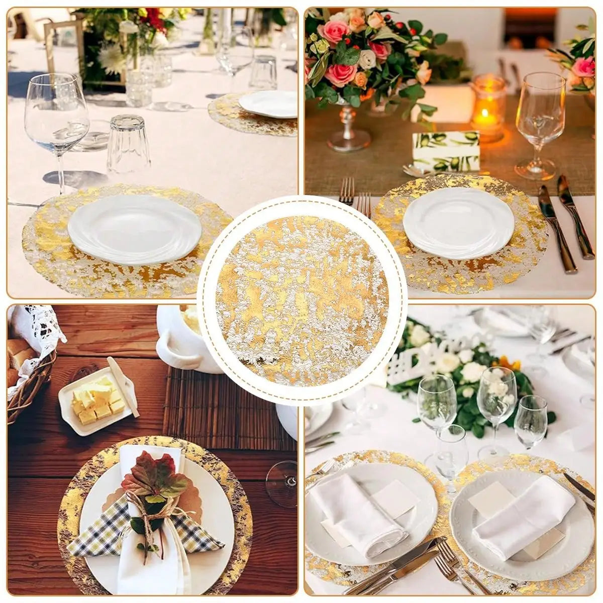 50 100 150 Disposable Gold Placemats Foil Mesh Mats Dining Table