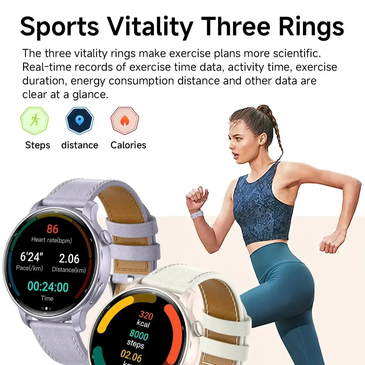 Yoateo Women's AMOLED Smartwatch – GPS, Compass, 3ATM Waterproof