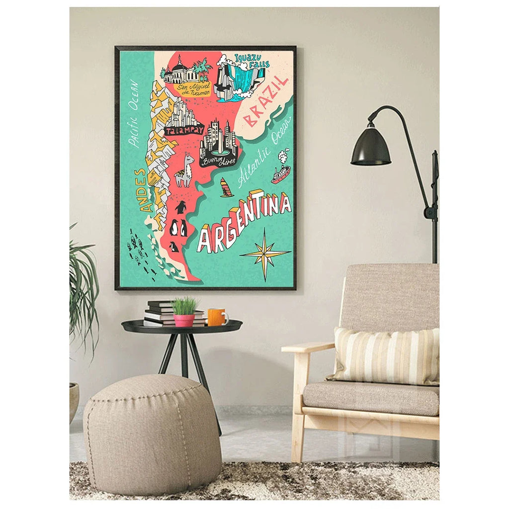 Argentina Vintage Travel Canvas Poster | Retro Wall Art
