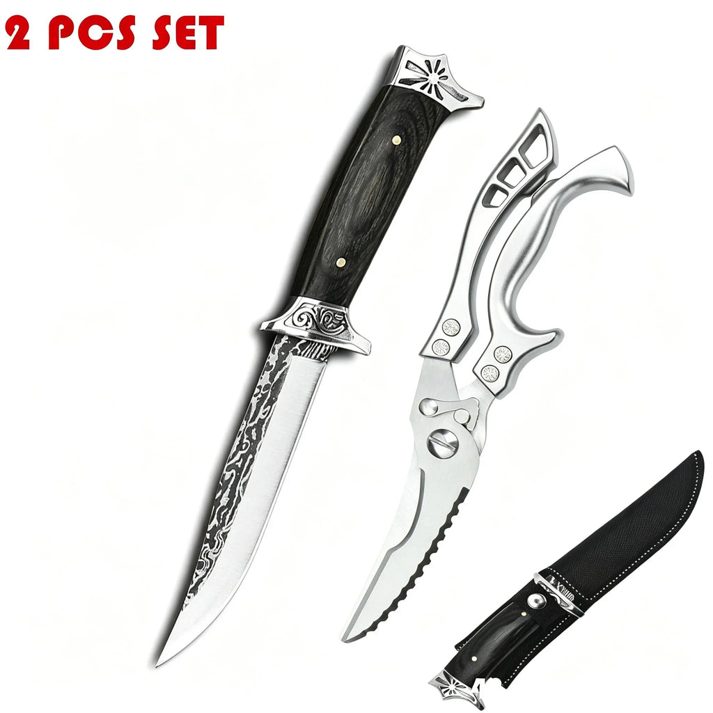 Heavy-Duty Kitchen Scissors & Forged Boning Knife Set