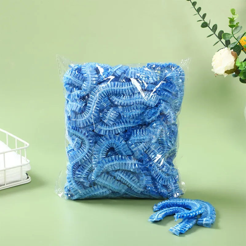 Disposable Shower Caps 100pcs – Waterproof Elastic PE Caps