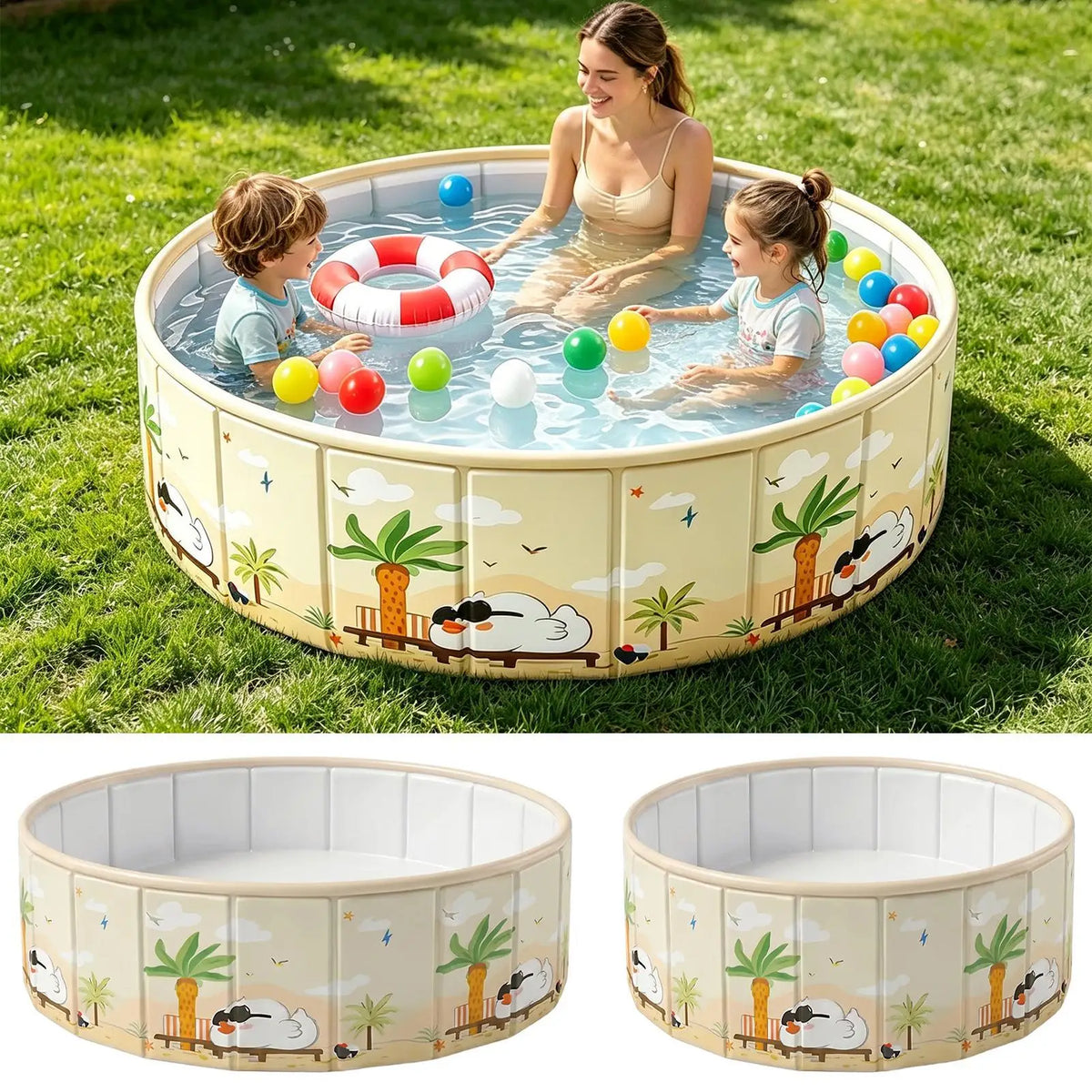 Foldable Kids Pool & Pet Bathtub – Anti-Slip PVC, No Inflation