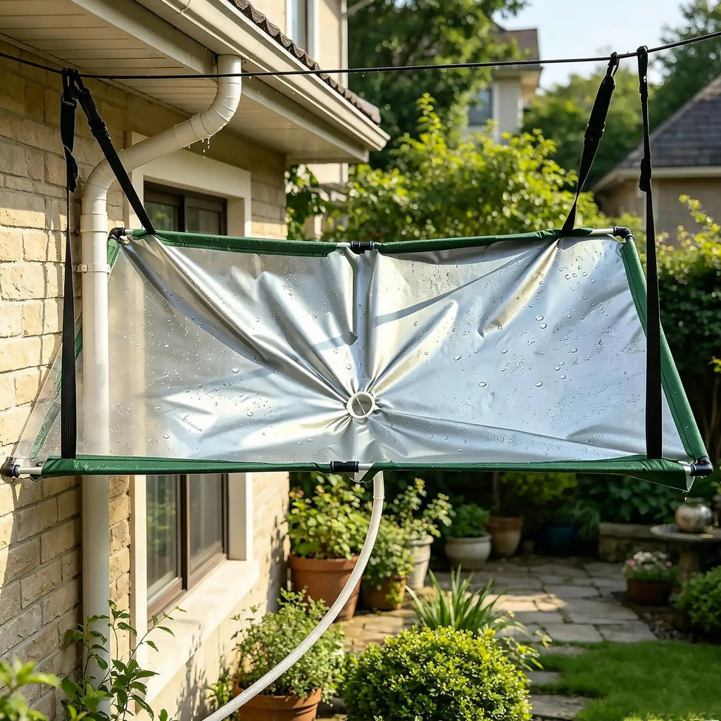 Outdoor Rain Collector with Hose – Garden Rainwater Harvester