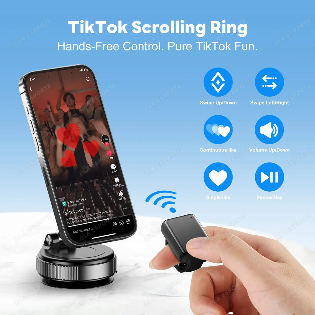 Bluetooth Fingertip Ring Remote – Selfie & Page Turner