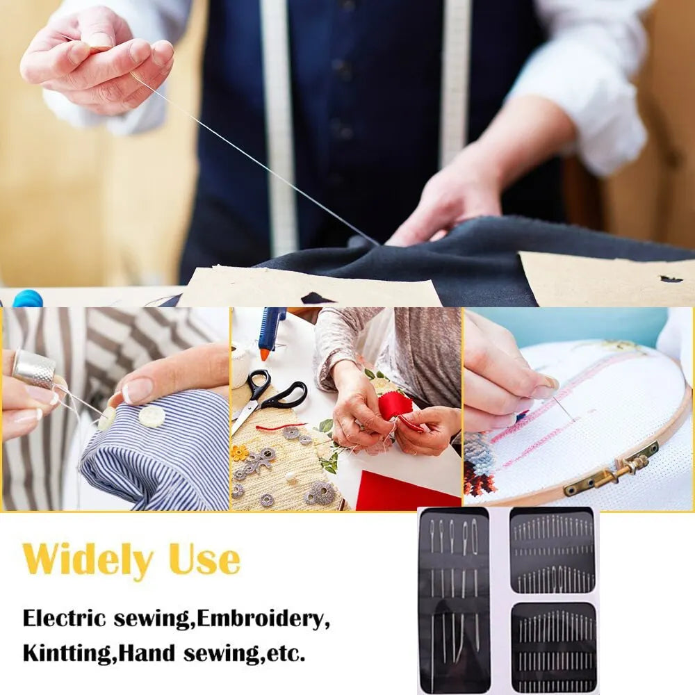 55-Piece Big Eye Stainless Steel Hand Sewing Needles Set
