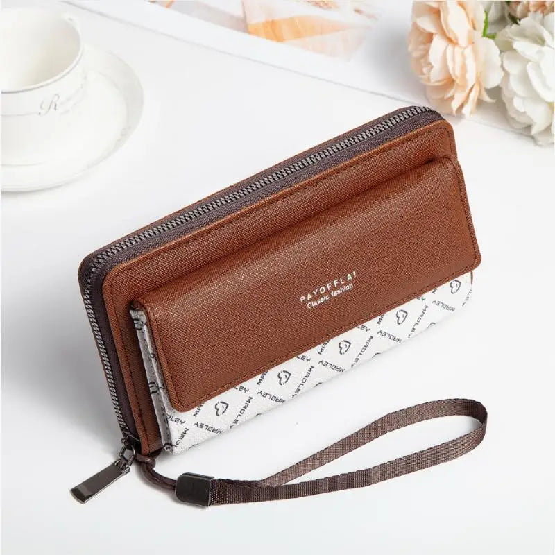 Men's PU Long Wallet Zipper Clutch – Card Slots & Phone Bag