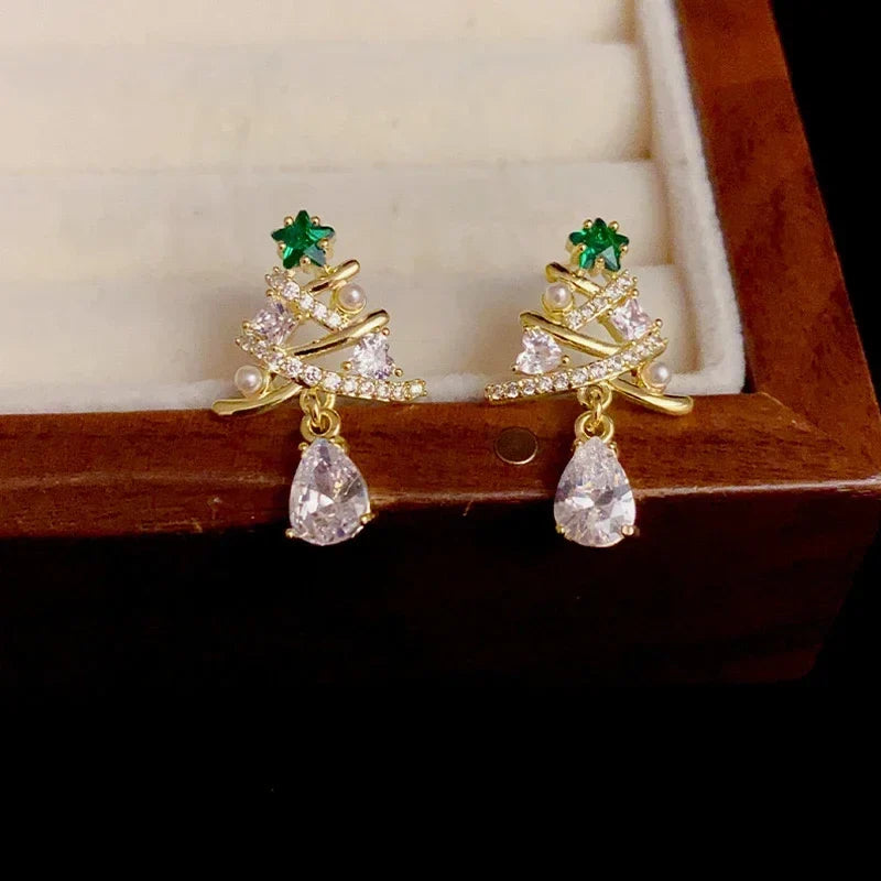 Huitan Christmas Tree Dangle Earrings – Gold Drop Earrings