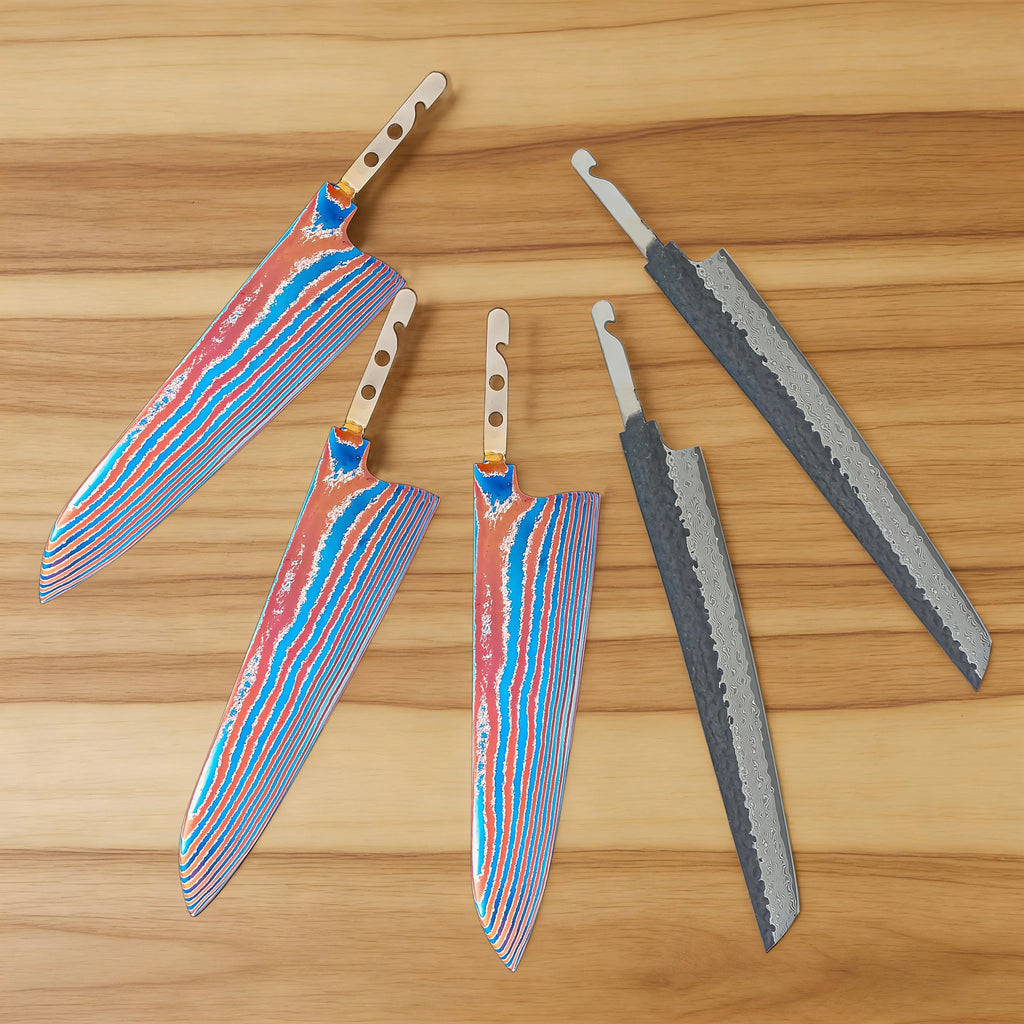 Damascus Steel Sashimi Knife Blade Set – DIY Forged 1–7 PCS