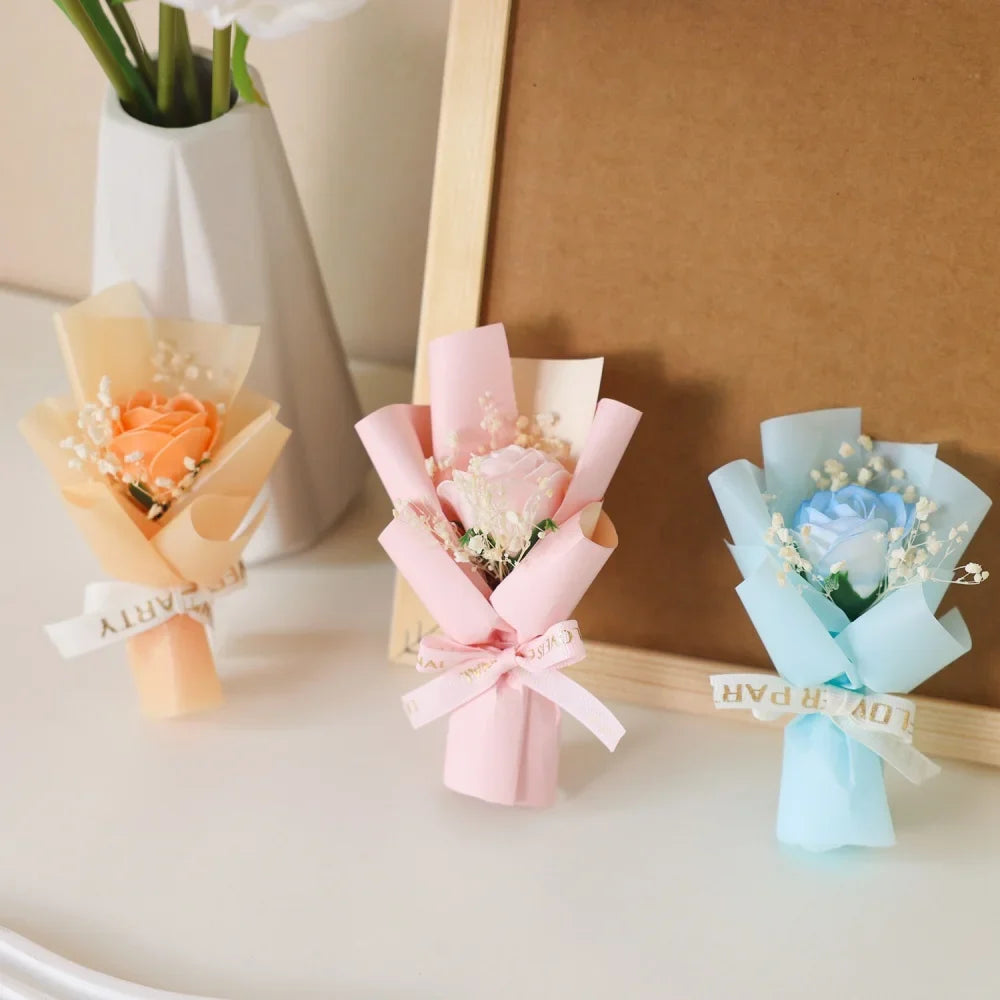 Mini Rose Soap Flower Bouquet Artificial Flowers Valentine's Day