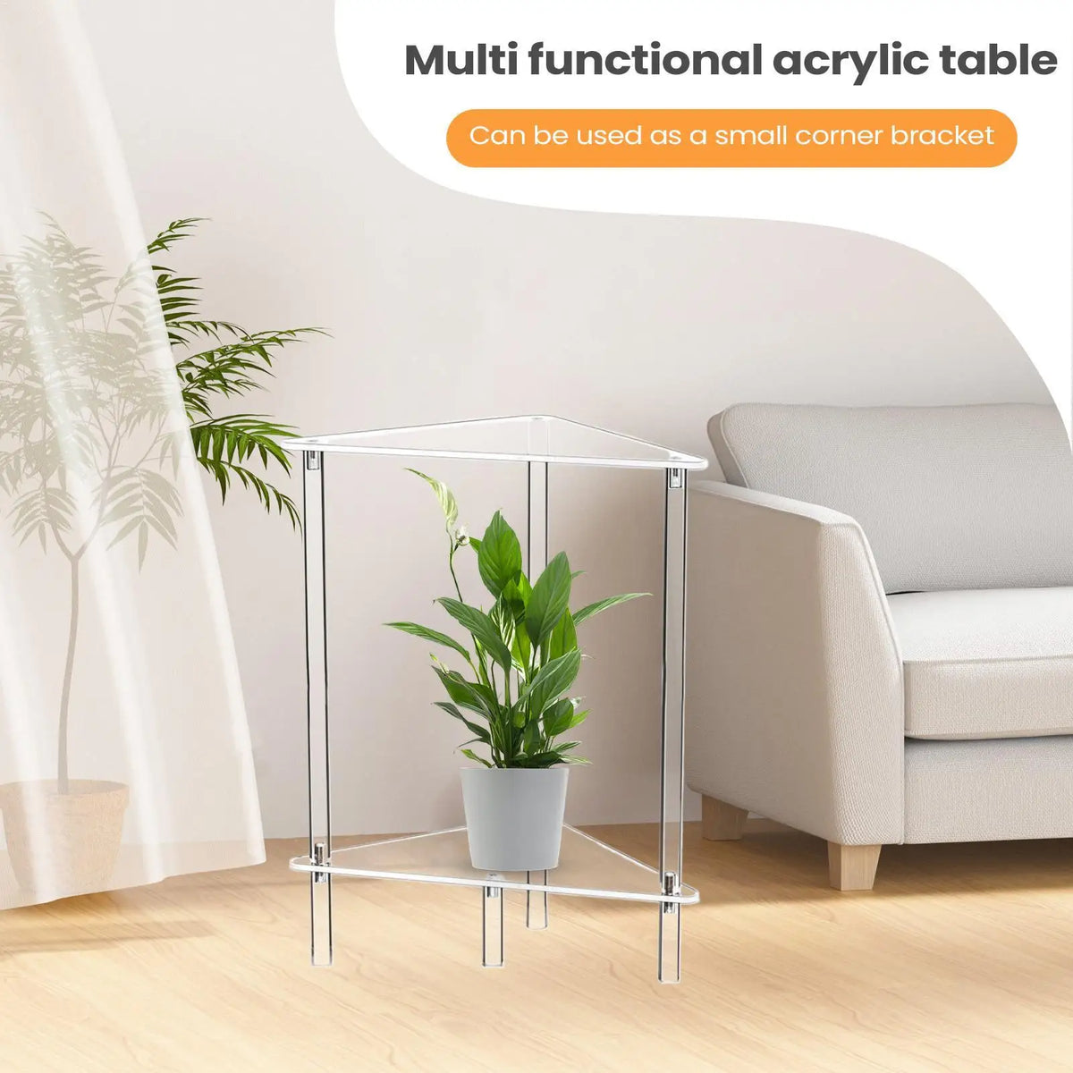 Transparent Acrylic End Table | 2-Tier Compact Side Table