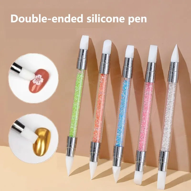 5-Piece Silicone Nail Art Sculpting & Embossing Pen Set