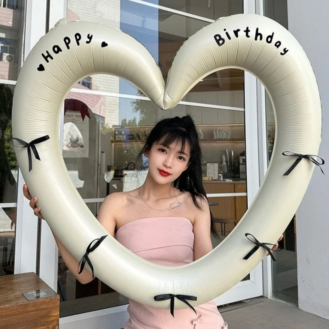 Pink Red Heart Balloon Bow Romantic Confession Photo Prop Birthday