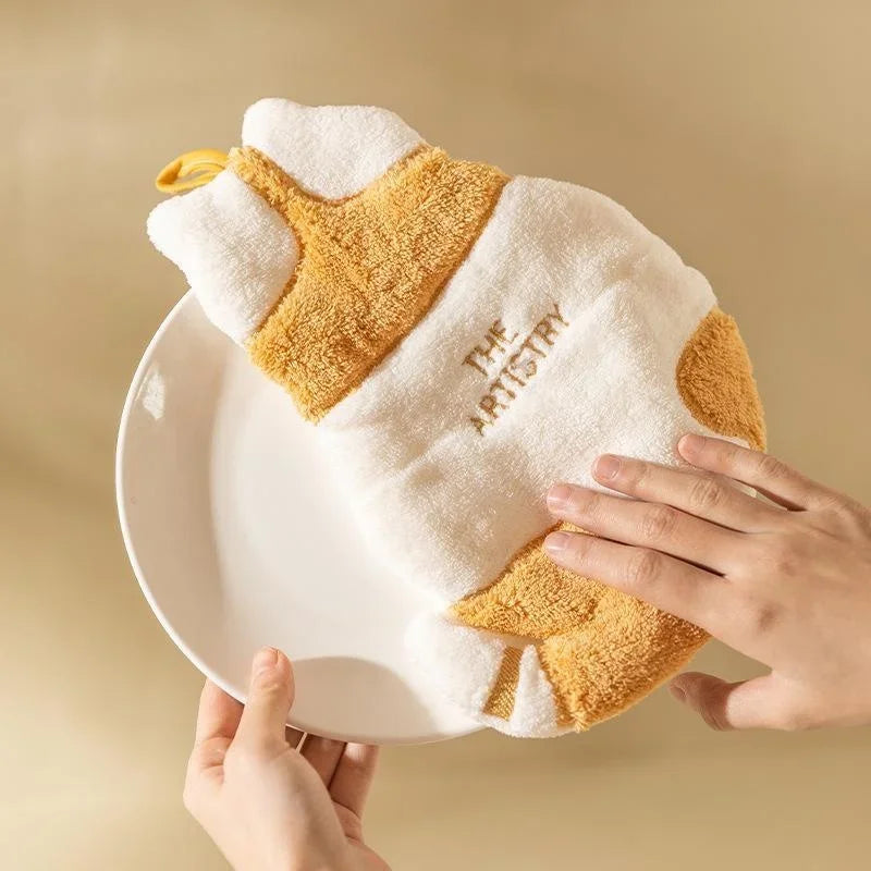 Cute Cat Hand Towel for Kids – Fast-Dry Coral Fleece