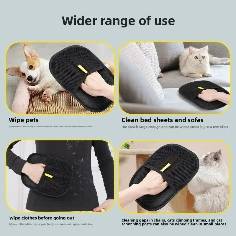 Reusable Double Sided Grooming Glove Pet Hair Removal Tool Static Fur