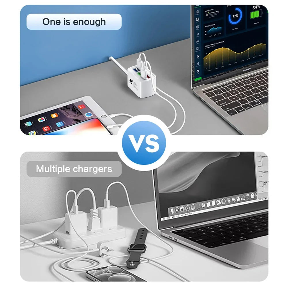 6-Port USB Fast Charging Power Strip Desktop Station EU/US