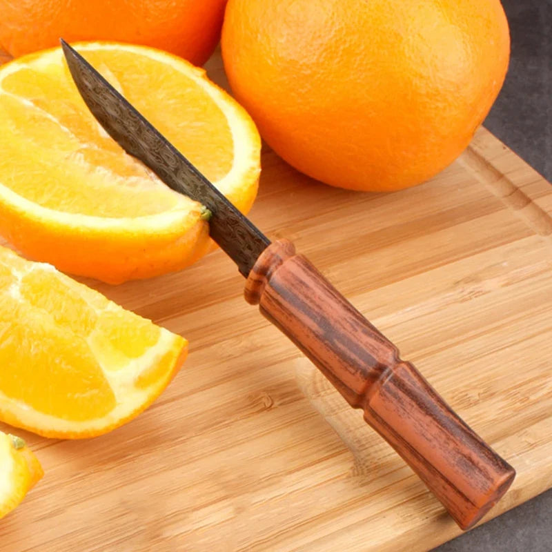 Damascus Pattern Utility Knife – Stainless Steel Paring Knife