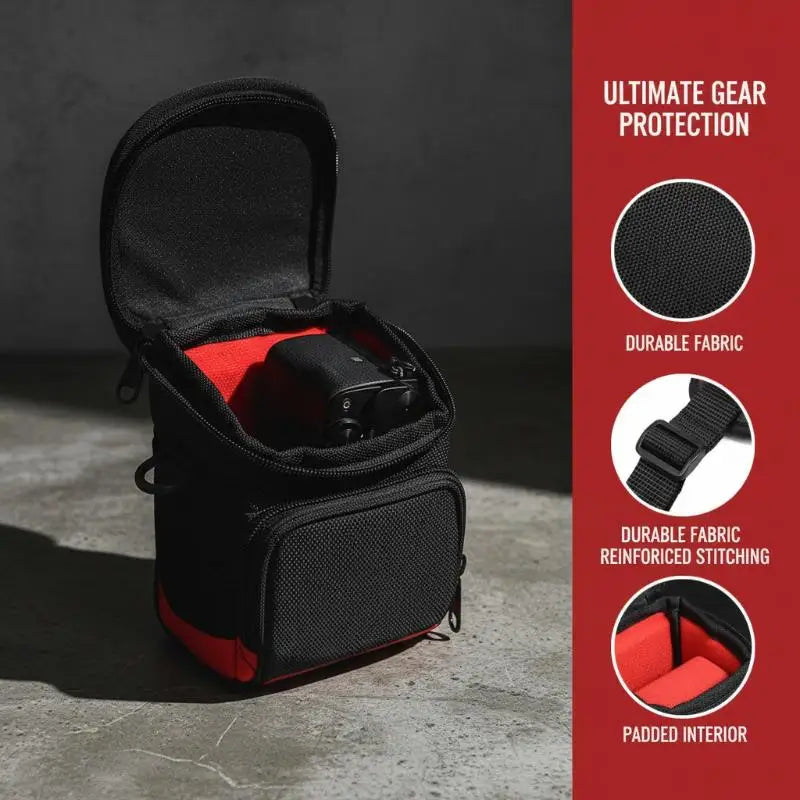 Waterproof Nylon Mini Camera Bag – Black Shoulder Backpack