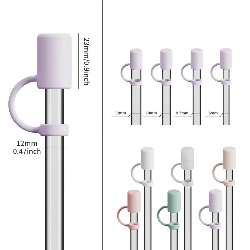 Silicone Straw Cover Cap Reusable Leak-proof Stopper Stanley Cup Cups