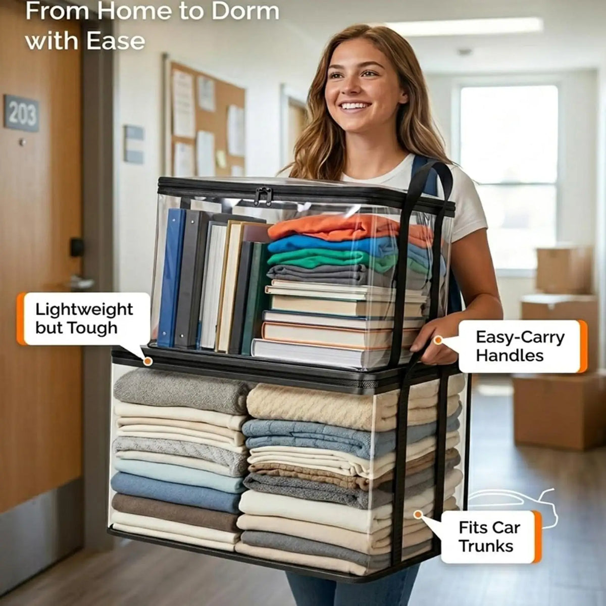 Heavy Duty Storage Bags Handles Foldable Packing Tote Travel Moving