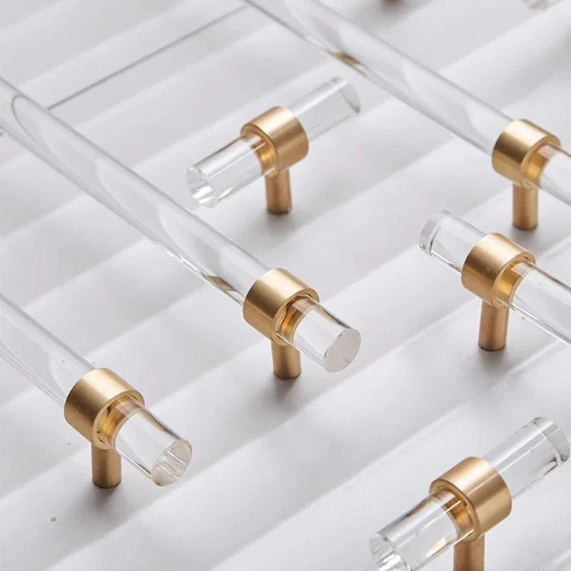 Brass Acrylic Transparent Drawer Handle | Cabinet Knob
