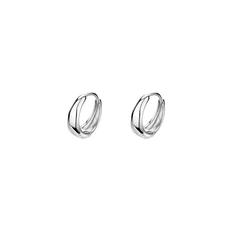 925 Sterling Silver Korean Geometric Hoop Earrings for Women