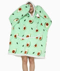 Oversized Flannel Blanket Hoodie – Fleece Pullover Sweatshirt