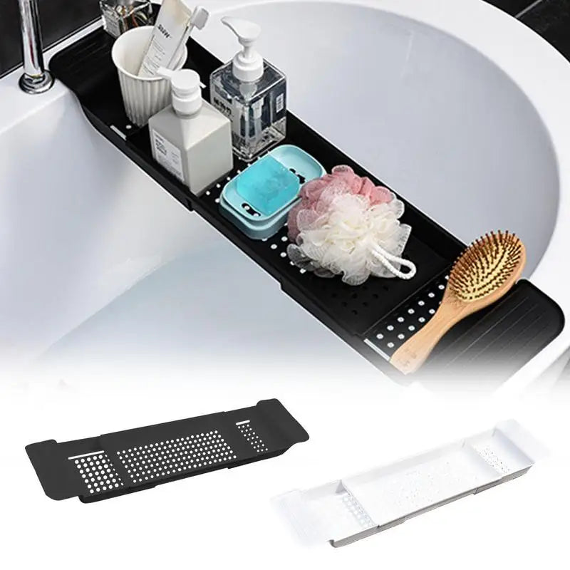Bathtub Tray Adjustable Bath Tub Organizer Holder Wine Cup Soap Dish