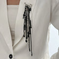 Hip-Hop Crystal Beaded Tassel Chain Brooch – Vintage Collar Pin