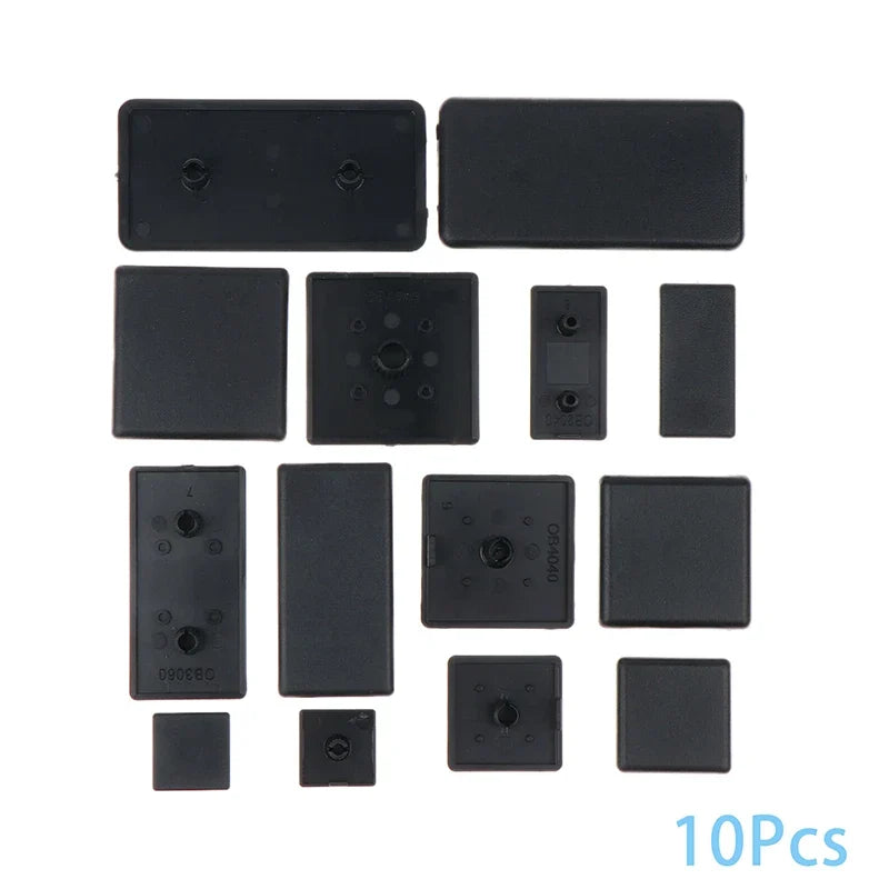 10Pcs Black Plastic End Caps for EU Aluminum Profile 2020–4545