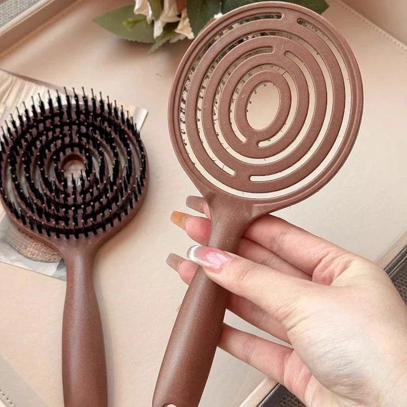 Round Boar Bristle Hair Brush – Detangling & Volume Styling