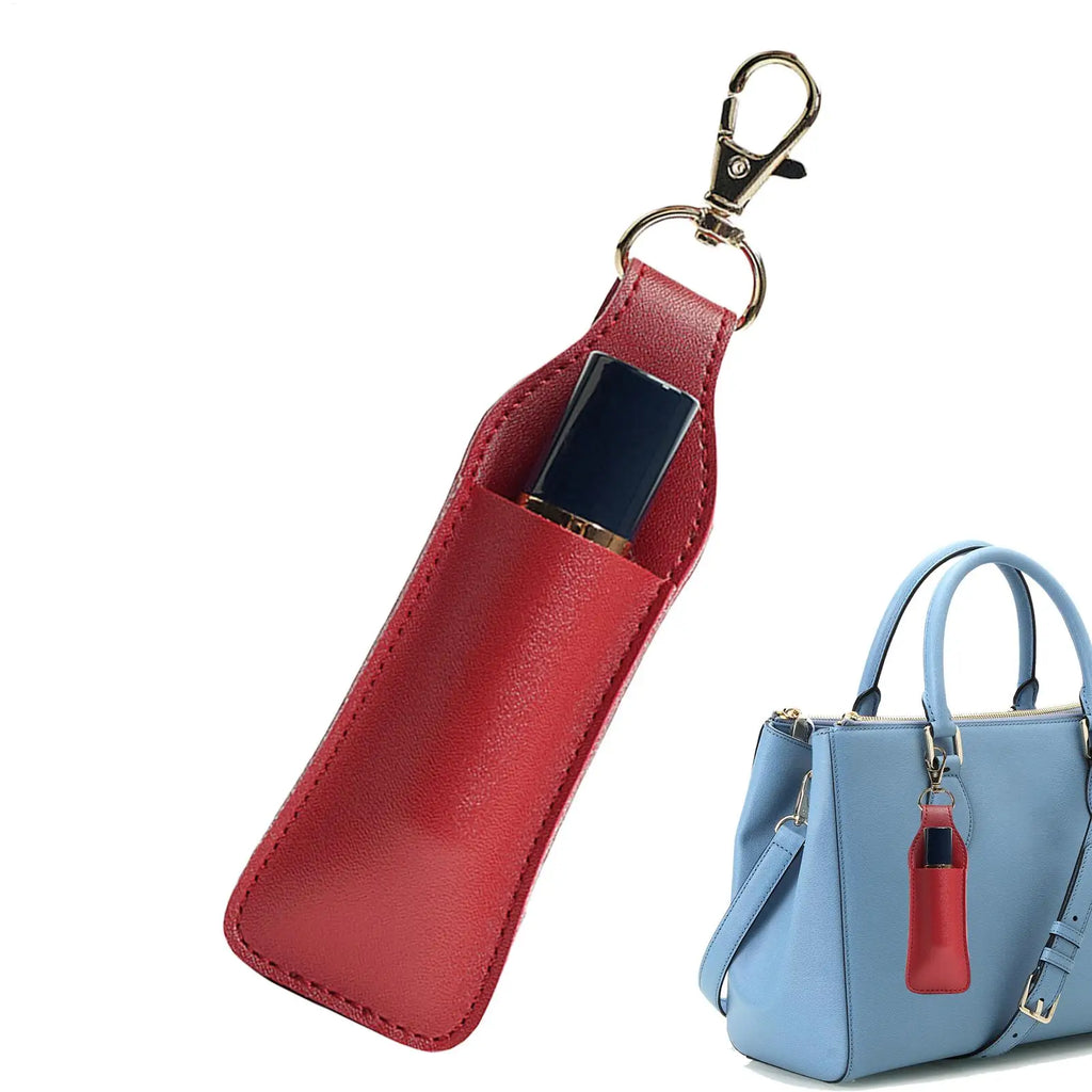 PU Leather Lipstick Holder Keychain | Lip Balm Pouch for Women