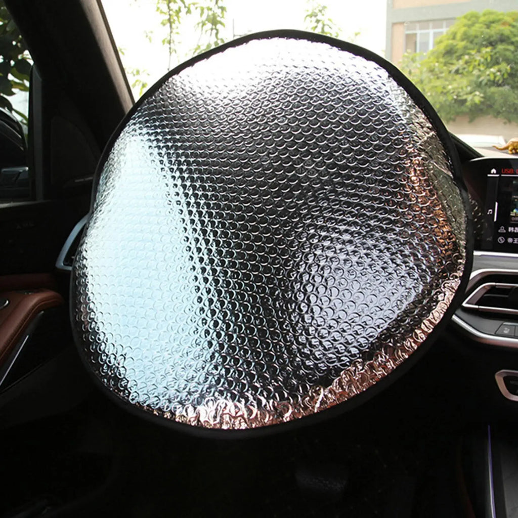 Aluminum Foil Car Steering Wheel Sun Cover | UV Heat Shield