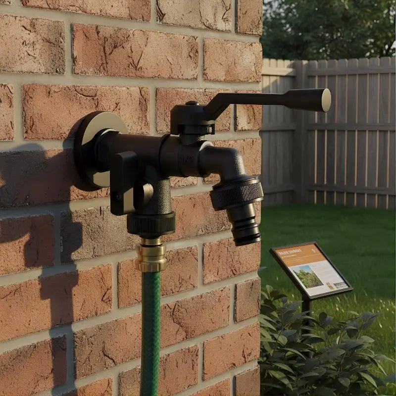 Freeze-Proof 2-Way Garden Faucet – Dual Outlet Zinc Alloy Tap