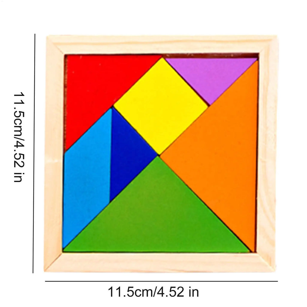 Wooden Tangram Puzzle for Kids – 7 Colored Pieces STEM Toy