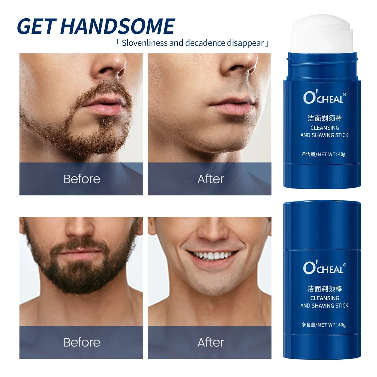 O'Cheal Men's Shaving Gel Stick 40g – Portable Face Cleanser