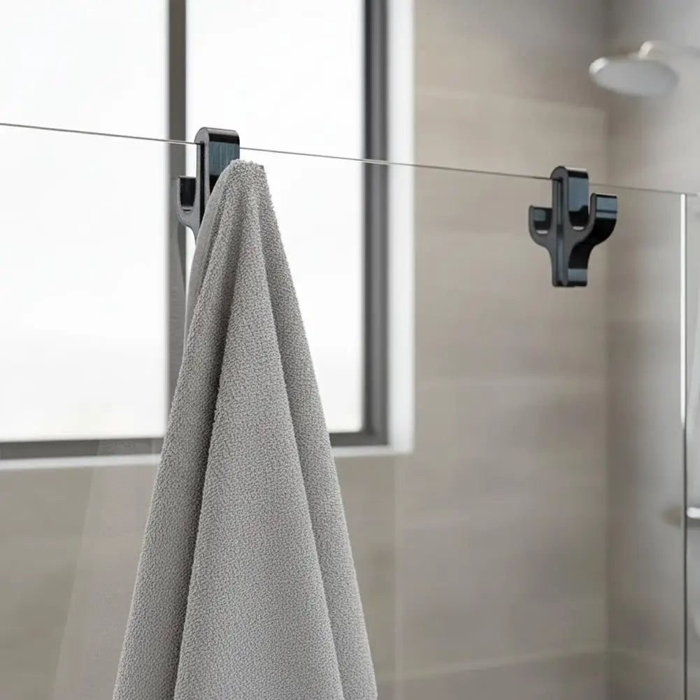 No-Drill Shower Door Clip-On Hooks | Towel & Bath Organizer