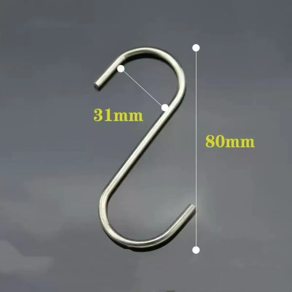 10-Pack Large Stainless Steel S-Hooks for Kitchen & Bathroom