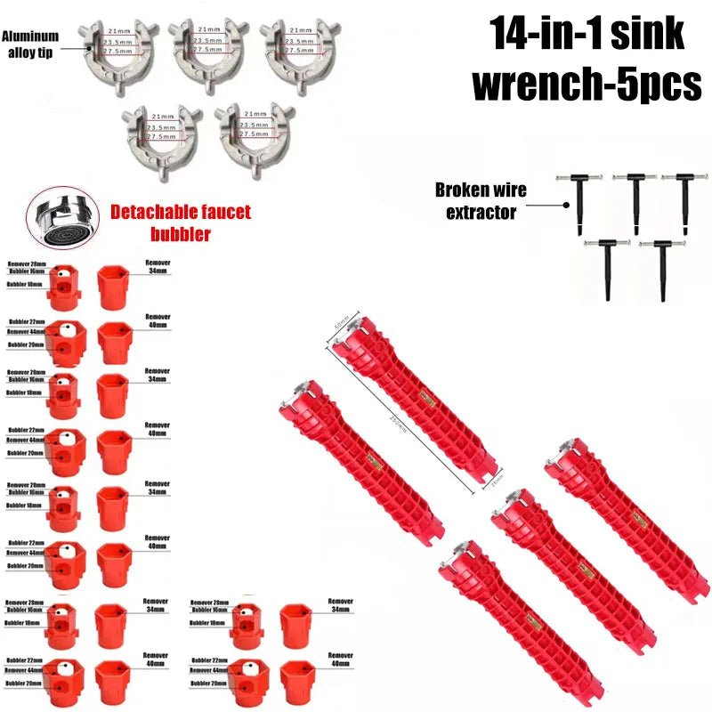 14-in-1 Sink Faucet Plumbing Wrench Set | Multi-Function Tool