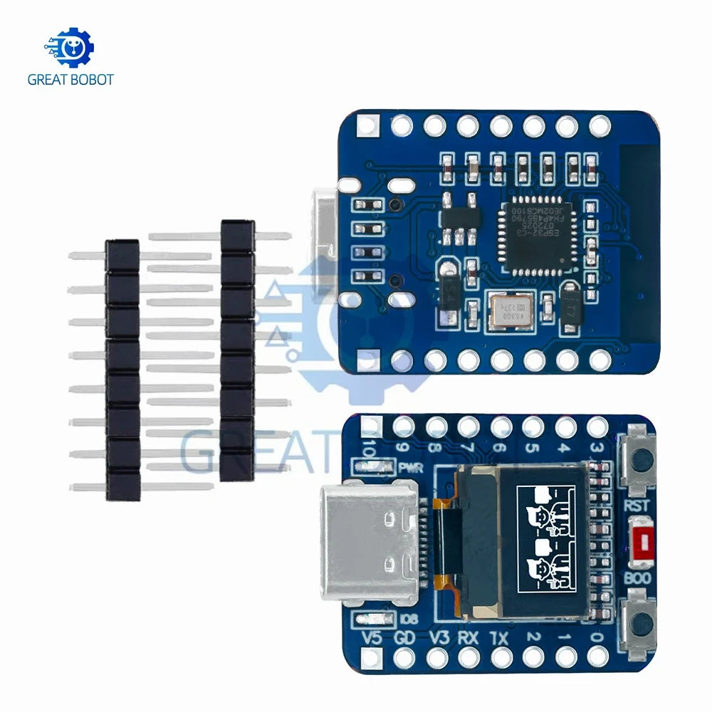 Mini ESP32-C3 Dev Board – Wi-Fi, Bluetooth & OLED Display