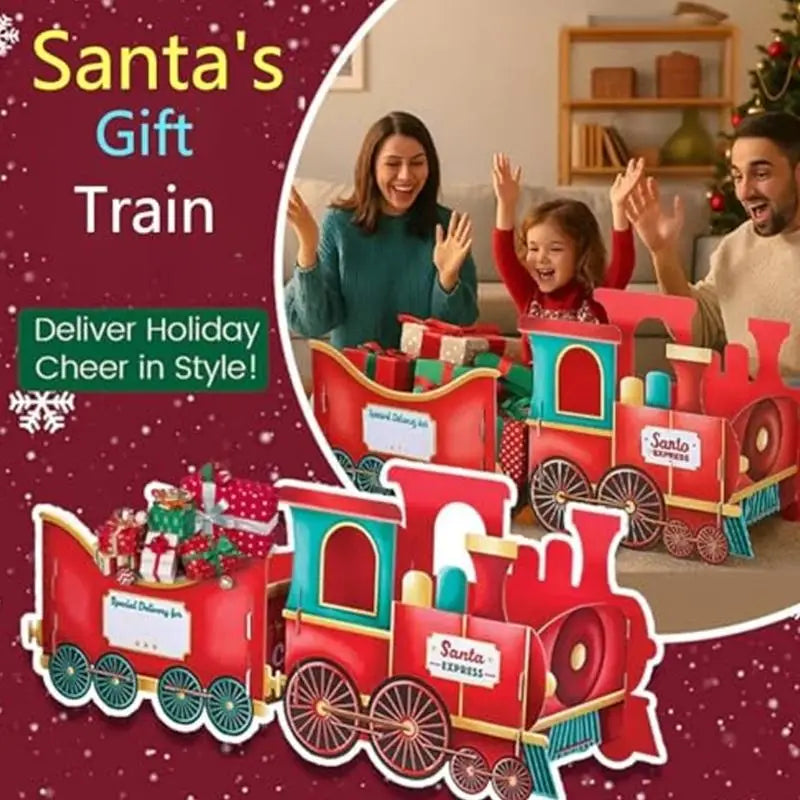 Santa Toy Train Christmas Decoration – Holds Candy & Gifts