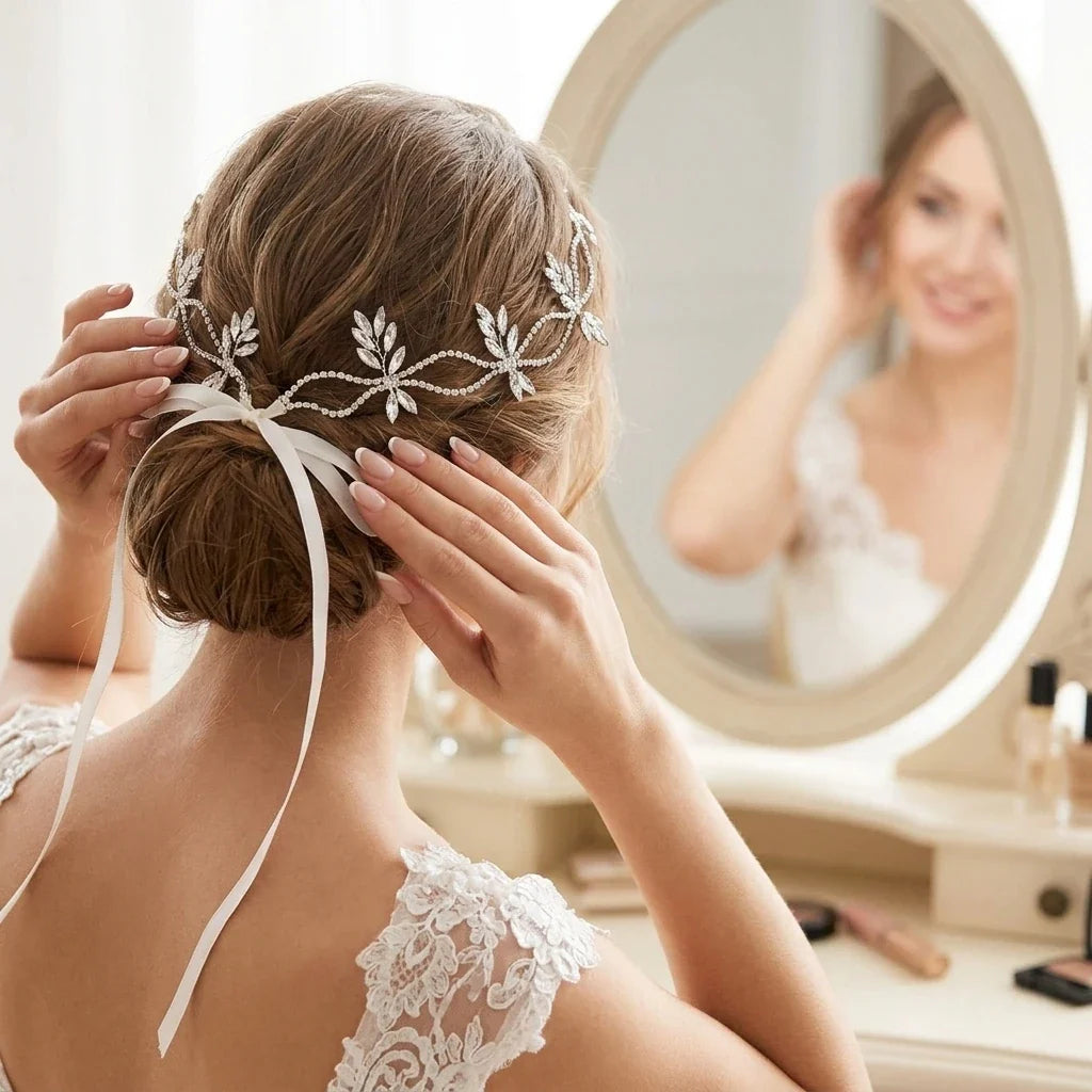 Bridal Rhinestone Hair Band – Elegant White Wedding Headpiece
