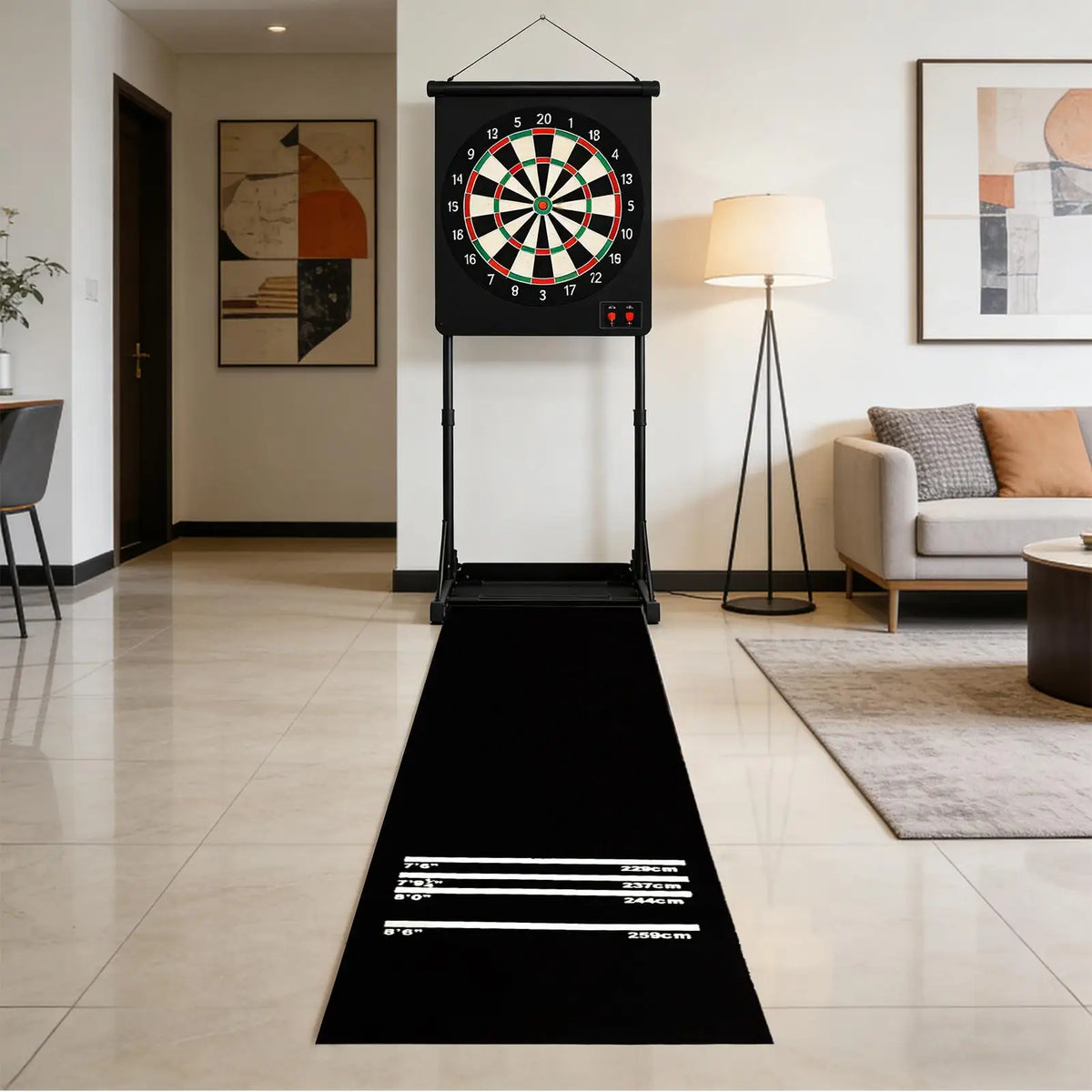 Darts Mat Non-Slip Floor Protector | 4 Throw Distances 300x34cm