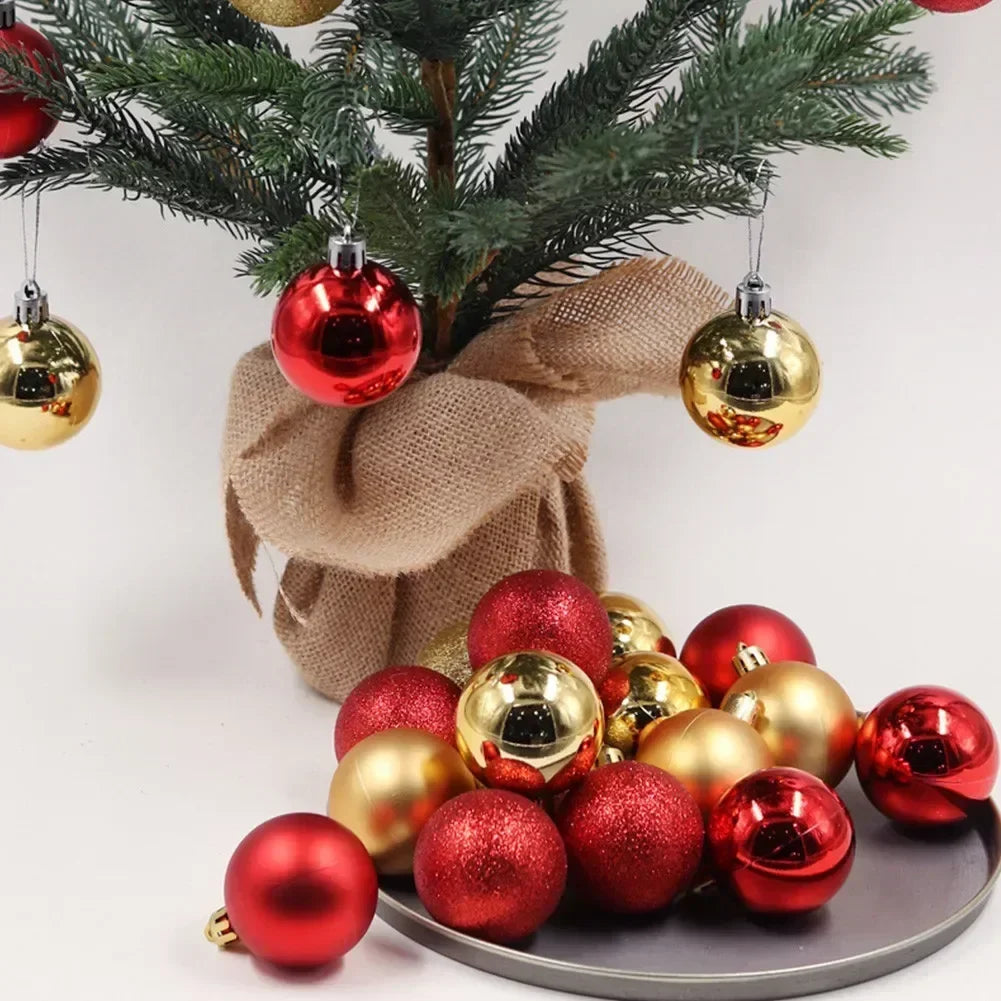 24-Pack 3cm Christmas Ball Ornaments – Shiny, Matte & Glitter