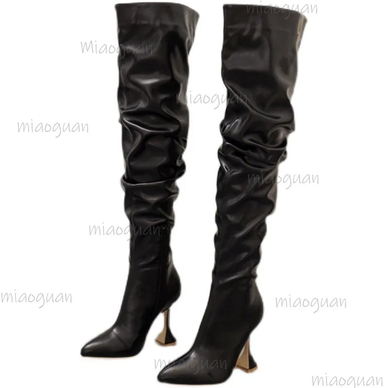Women's Over-the-Knee Stiletto Boots – Pointed Toe Zipper