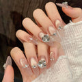 10pcs Luxury Cat's Eye Press-On Nails | K9 Diamond Champagne